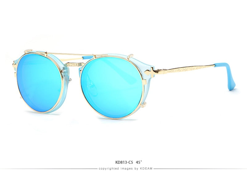 Land of Nostalgia & KDEAM Collaboration Clip On Unisex Round Sunglasses by Land of Nostalgia