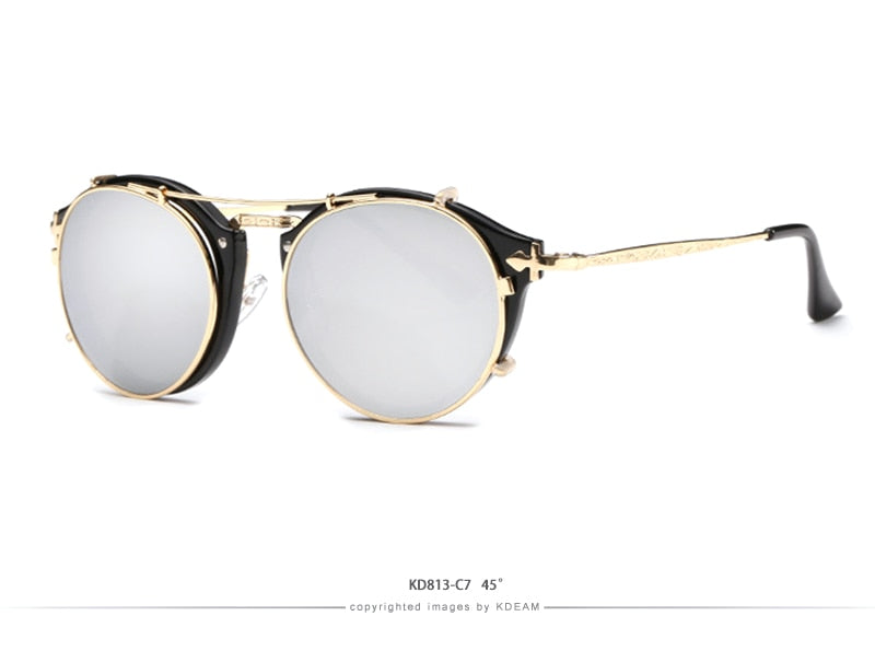 Land of Nostalgia & KDEAM Collaboration Clip On Unisex Round Sunglasses by Land of Nostalgia