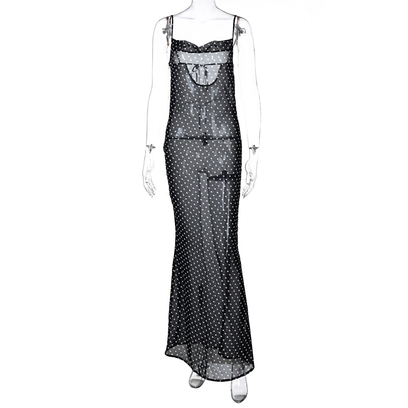 Land of Nostalgia Black See-Through Women's Sleeveless Maxi Dress by Land of Nostalgia