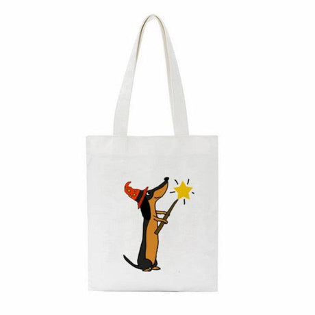 Dachshund Print Reusable Canvas Tote Bags by Dach Everywhere - Vysn