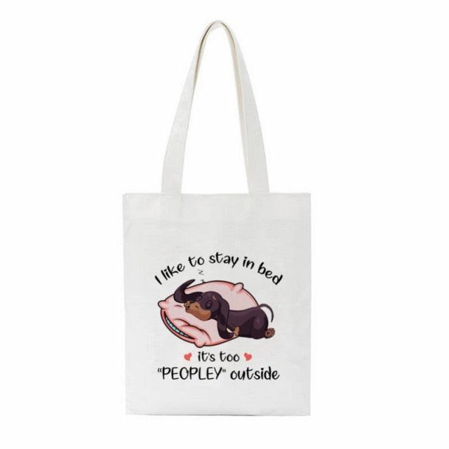 Dachshund Print Reusable Canvas Tote Bags by Dach Everywhere - Vysn