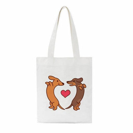 Dachshund Print Reusable Canvas Tote Bags by Dach Everywhere - Vysn