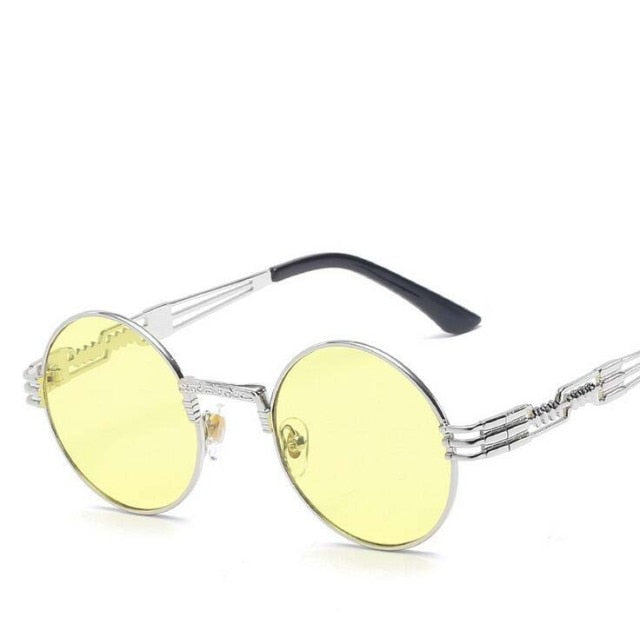 High Quality UV400 Gothic Steampunk Round Alloy Mirror Sun Glasses by Land of Nostalgia