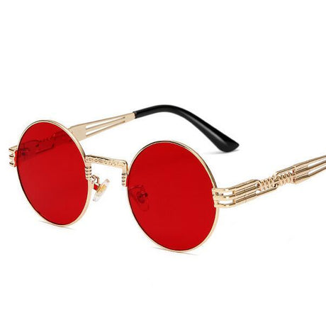 High Quality UV400 Gothic Steampunk Round Alloy Mirror Sun Glasses by Land of Nostalgia