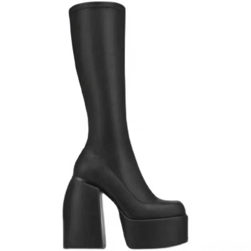 Super High Black Platform Boots by White Market