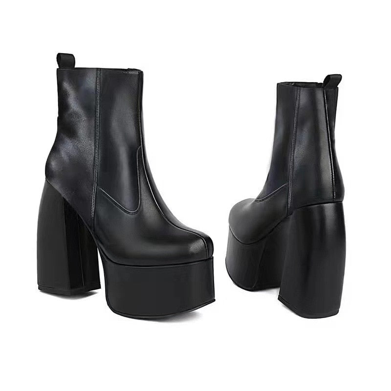 Super High Black Platform Boots by White Market