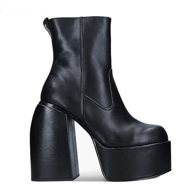 Super High Black Platform Boots by White Market