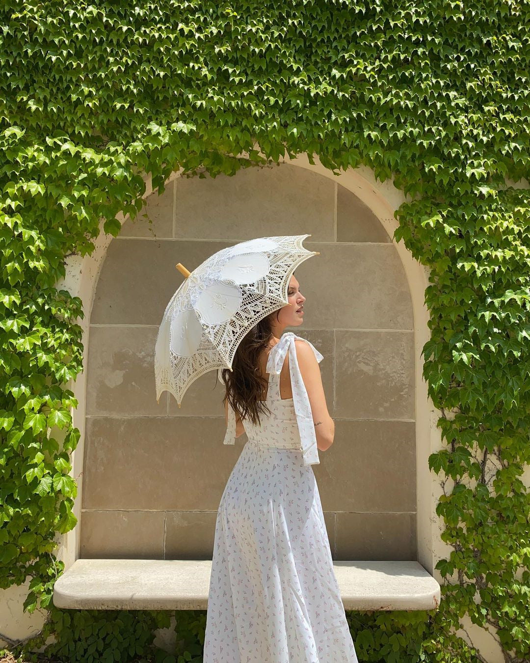 Floral Midi Dress With Shoulder Bow by White Market