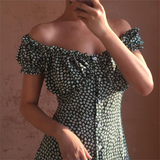 Green Ruffled Floral Dress by White Market