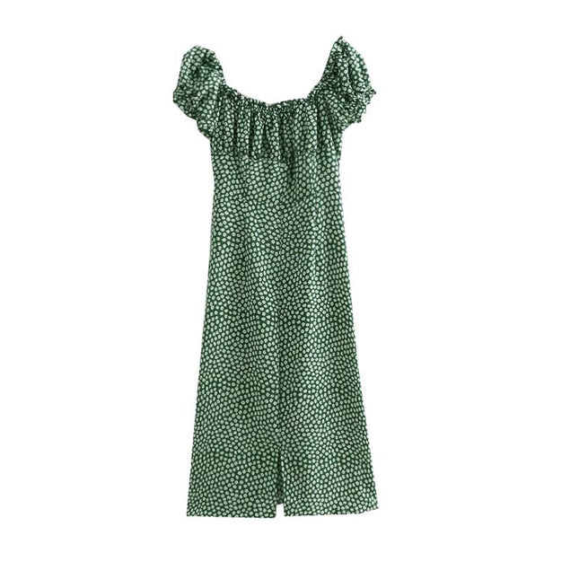 Green Ruffled Floral Dress by White Market