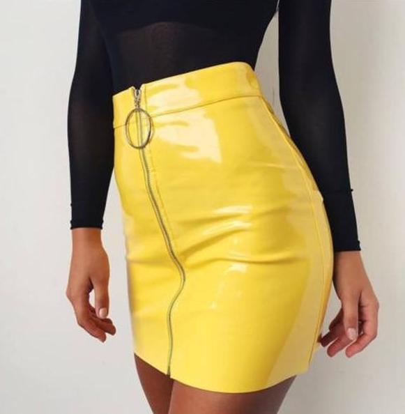 PU Leather High Waisted Mini Skirt by White Market