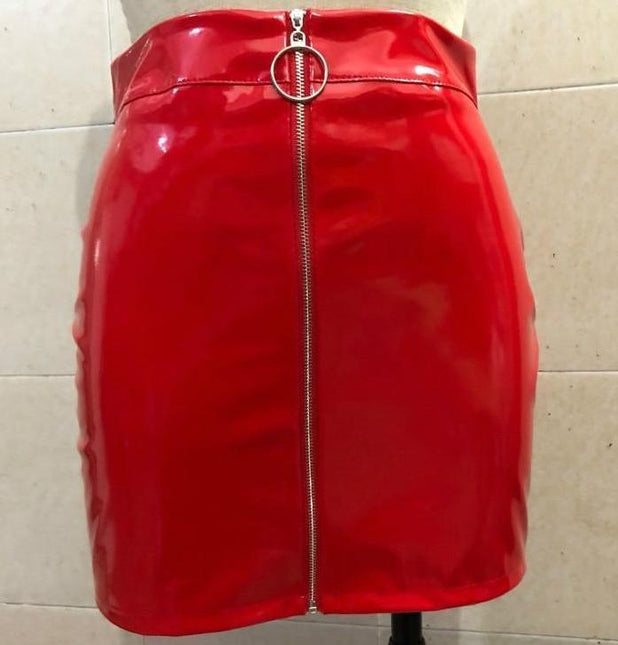 PU Leather High Waisted Mini Skirt by White Market