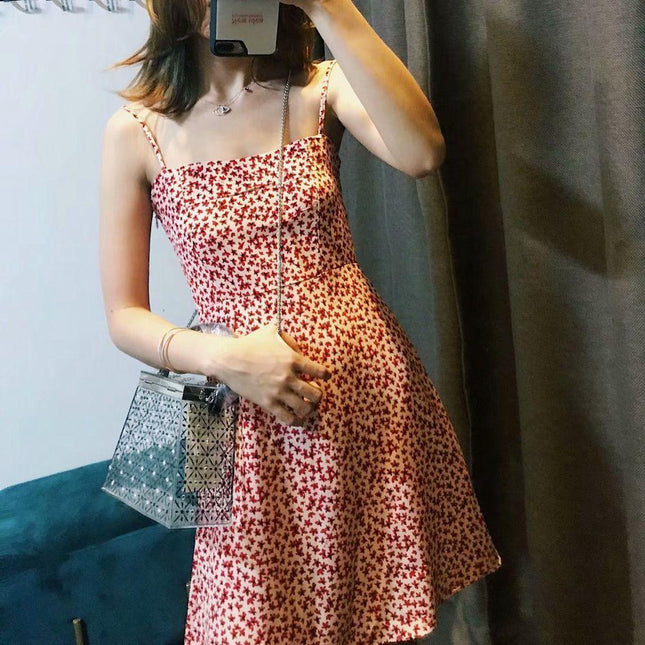 Red Floral Spaghetti Strap Dress by White Market