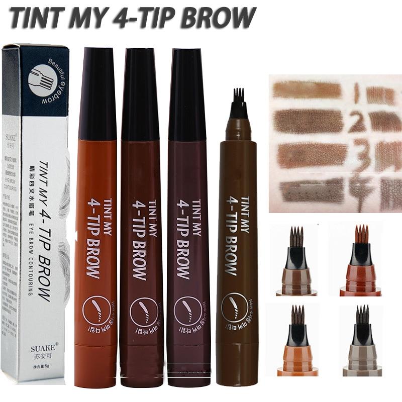 4 TIP Eyebrow Tattoo Pen - Microblading Eyebrow Pen with a Micro-Fork Tip Applicator Creates Natural Looking Brows Effortlessly by Js House