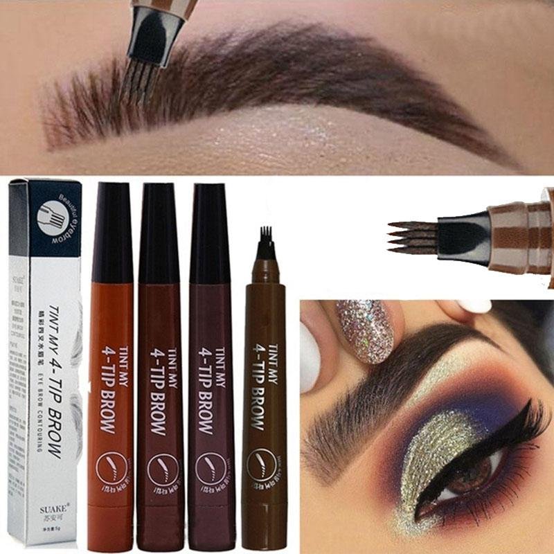 4 TIP Eyebrow Tattoo Pen - Microblading Eyebrow Pen with a Micro-Fork Tip Applicator Creates Natural Looking Brows Effortlessly by Js House