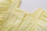 Baby Girl Solid Color Square Collar Design Short-Sleeved Onesies With Headband In Summer Outside Wearing by MyKids-USA™