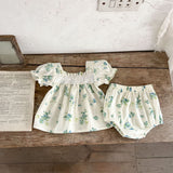 Baby Girl Flower Pattern Square Neck Onesies & Sets by MyKids-USA™