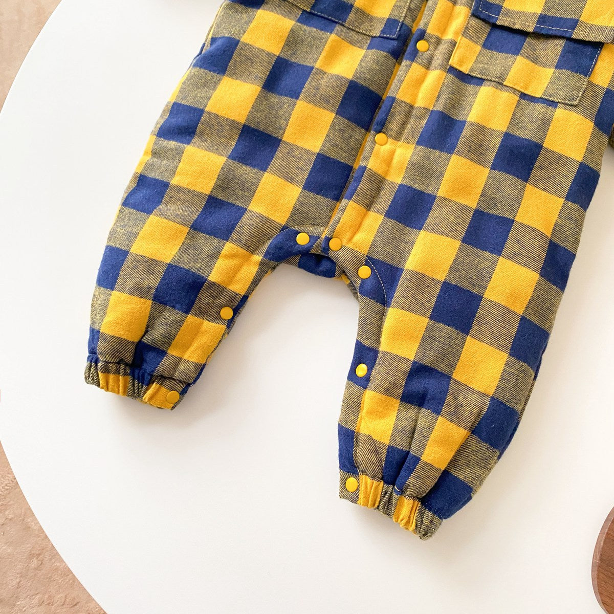 Baby Boy Plaid Pattern Snap Button Front Long-sleeved Thick Rompers by MyKids-USA™