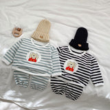 Baby Striped Pattern Cartoon Design Hoodies 2 Pieces Sets by MyKids-USA™