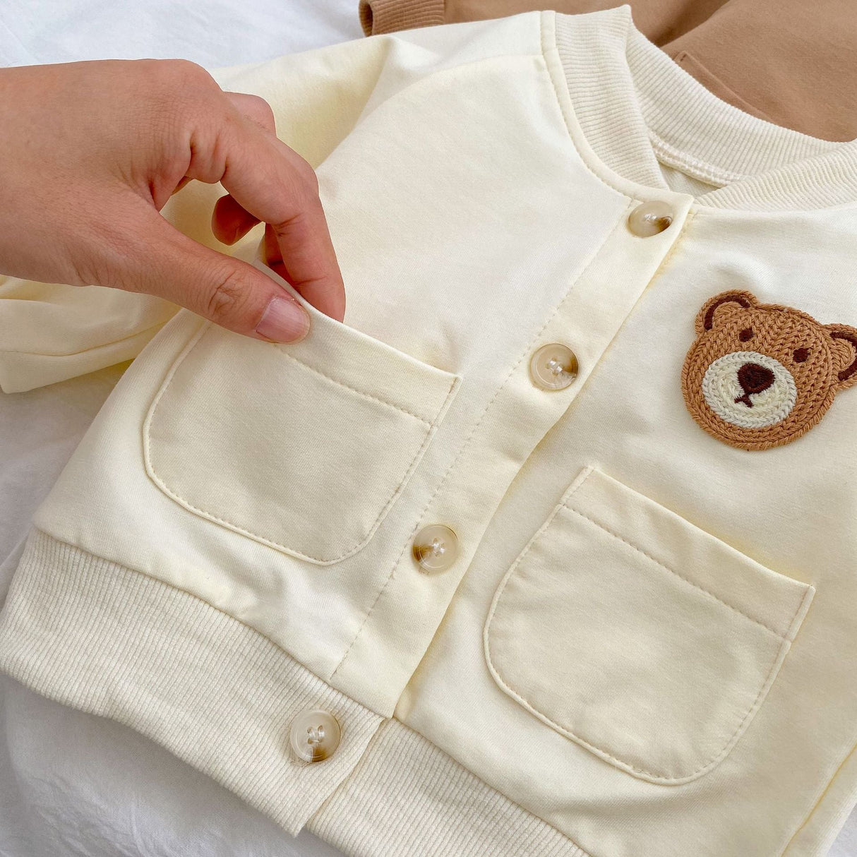 Baby Cartoon Bear Patched Pattern Cute Style Romper And Coat by MyKids-USA™