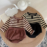 Baby Striped Pattern Long Sleeve Tops & Triangle Shorts 1 Pieces Sets by MyKids-USA™