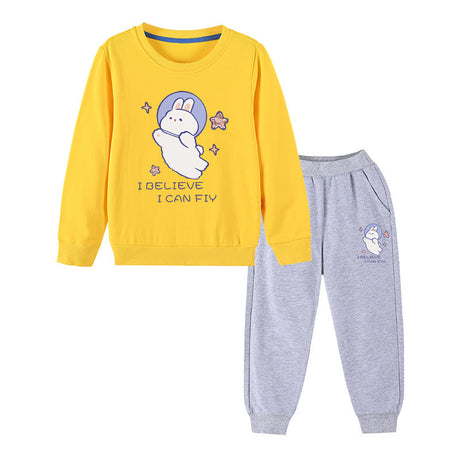 Baby Girl Cute Bunny Graphic Hoodie Combo Loose Trousers Soft Cotton Sets by MyKids-USA™