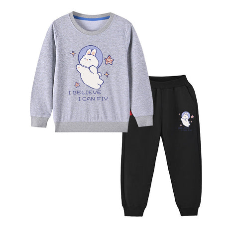 Baby Girl Cute Bunny Graphic Hoodie Combo Loose Trousers Soft Cotton Sets by MyKids-USA™