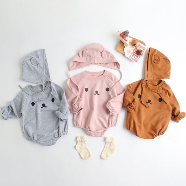 Baby 1pcs Cartoon Print Pattern Long Sleeved Cotton Triangle Onesies With Hat by MyKids-USA™