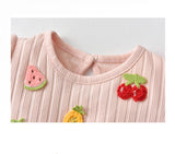 Baby Girls Fruit Embroidered Graphic Lace Sleeve Onesies & Headband by MyKids-USA™