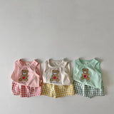 Baby Bear Print Pattern Tops With Plaid Shorts Sets by MyKids-USA™