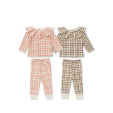 Baby Cartoon & Plaid Pattern Ruffle Neck Design Long Sleeve Sets by MyKids-USA™