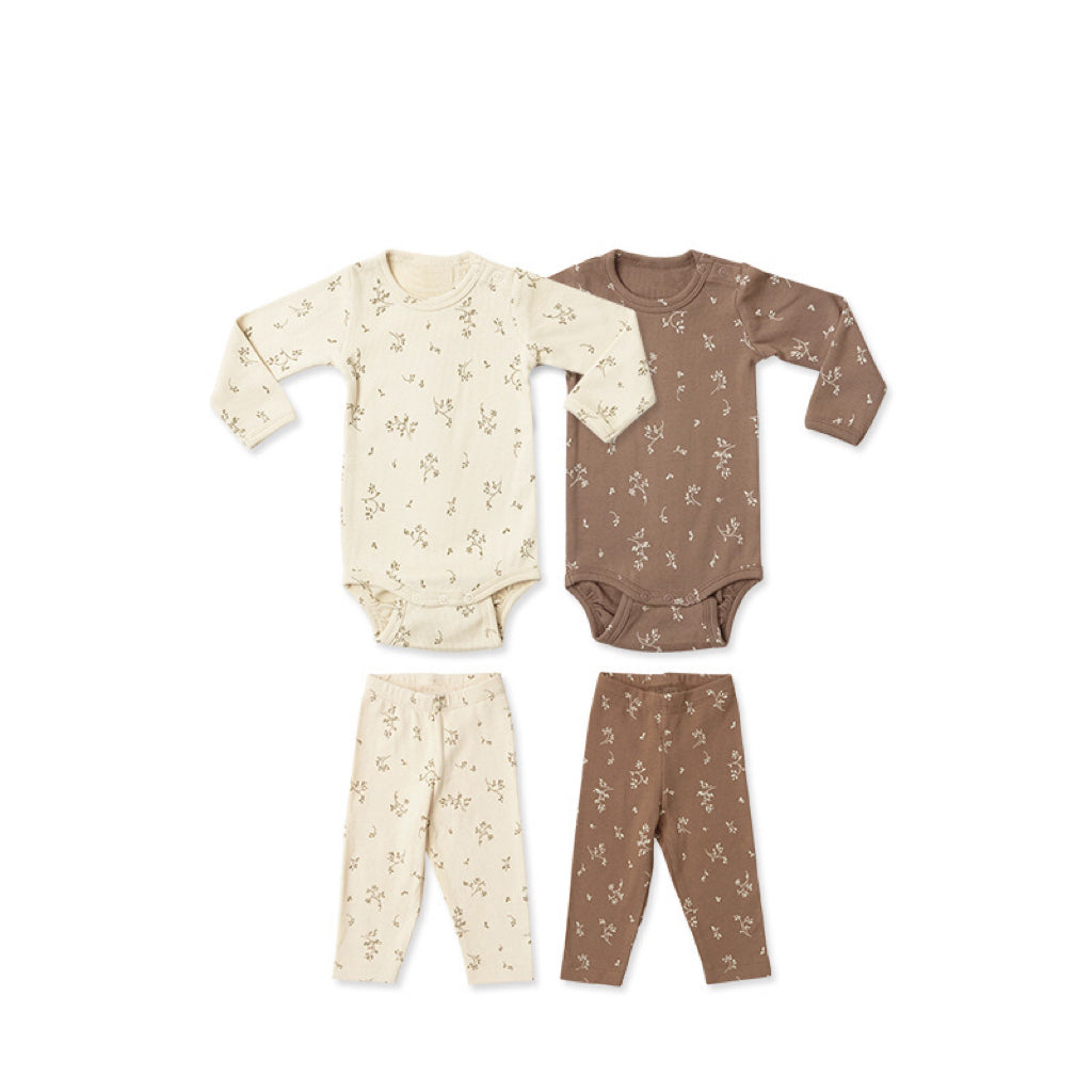 Baby Cartoon & Floral Pattern Long Sleeve Onesies With Pants Sets by MyKids-USA™