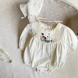 Baby Solid Color Embroidered Pattern Long Sleeve Onesies With Hat by MyKids-USA™