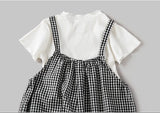 Baby Girl Solid Color Tops Combo Plaid Pattern Overalls 2-Pieces Sets by MyKids-USA™