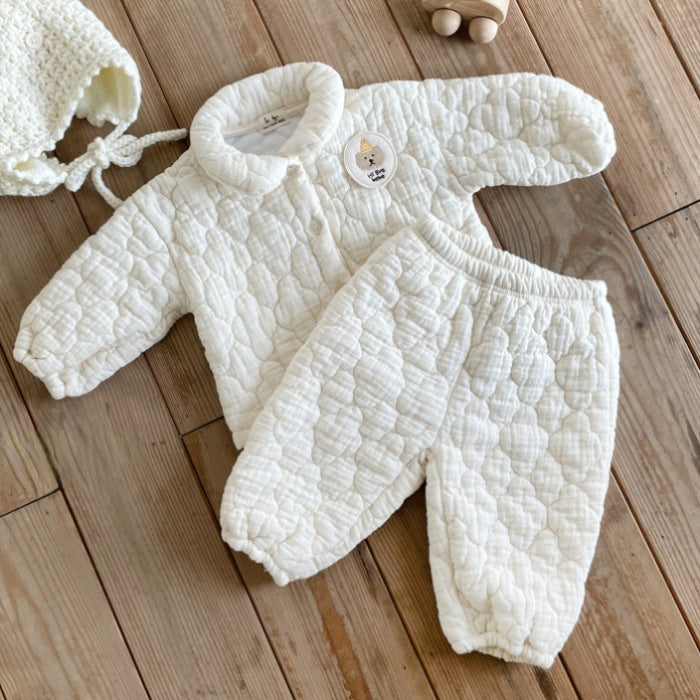 Baby Bear Patched Pattern Quilted Warm Lapel Cute Sets by MyKids-USA™