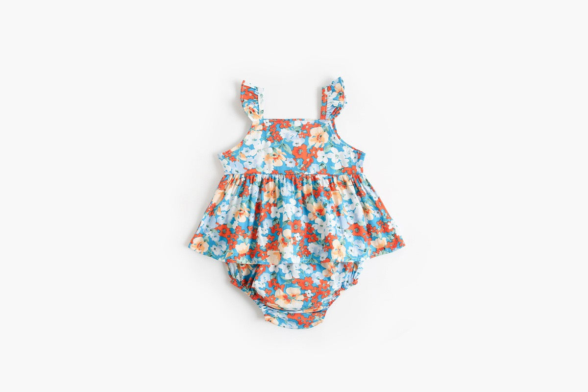 Baby Girl Flower Pattern Sling Loose Tops With Shorts Sets by MyKids-USA™