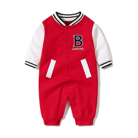 Baby Letter Embroidered Pattern Long Sleeves Baseball Rompers by MyKids-USA™