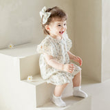 Baby Girl Flower Pattern Flying Sleeves Onesies & Clothing Sets With Headband by MyKids-USA™