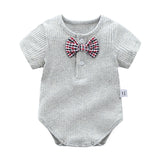 Baby Boy And Girl Solid Color Bow Tie Design Short Sleeve Buttoned Onesies by MyKids-USA™