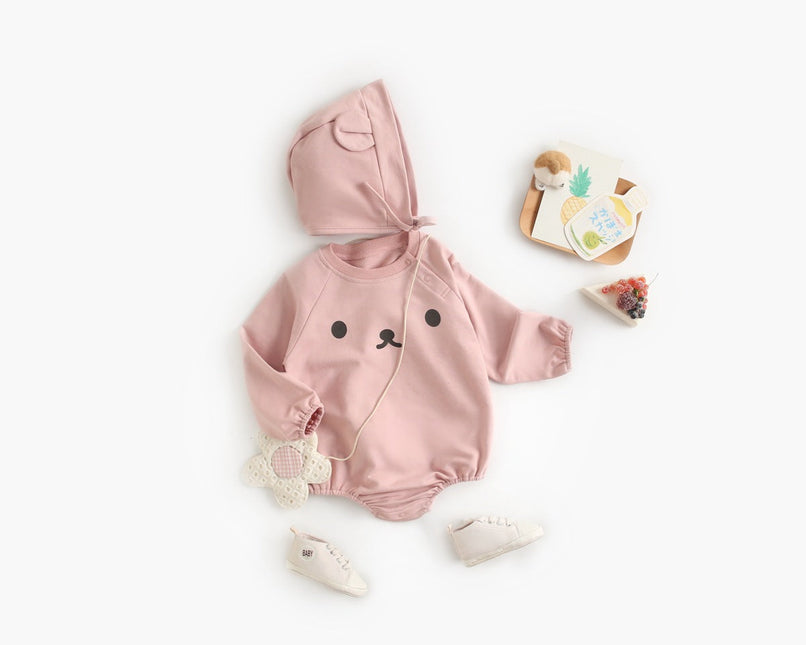 Baby 1pcs Cartoon Print Pattern Long Sleeved Cotton Triangle Onesies With Hat by MyKids-USA™