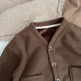 Baby Boy And Girl Solid Color Single Breasted Design V-Neck Thermal Autumn Jacket by MyKids-USA™