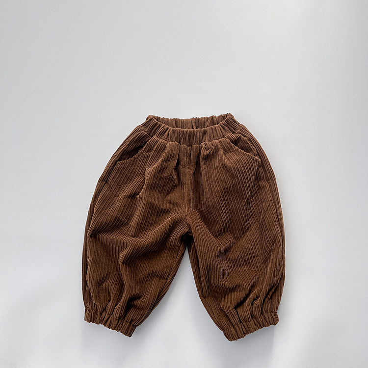 Baby Solid Color Corduroy Fabric Loose Lantern Pants In Autumn by MyKids-USA™