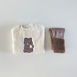 Baby Bear Embroidered Pattern Plush Hoodies Combo Pants  Pieces Sets by MyKids-USA™