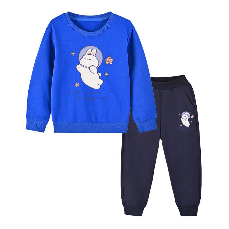 Baby Girl Cute Bunny Graphic Hoodie Combo Loose Trousers Soft Cotton Sets by MyKids-USA™