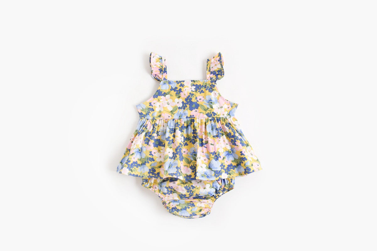 Baby Girl Flower Pattern Sling Loose Tops With Shorts Sets by MyKids-USA™