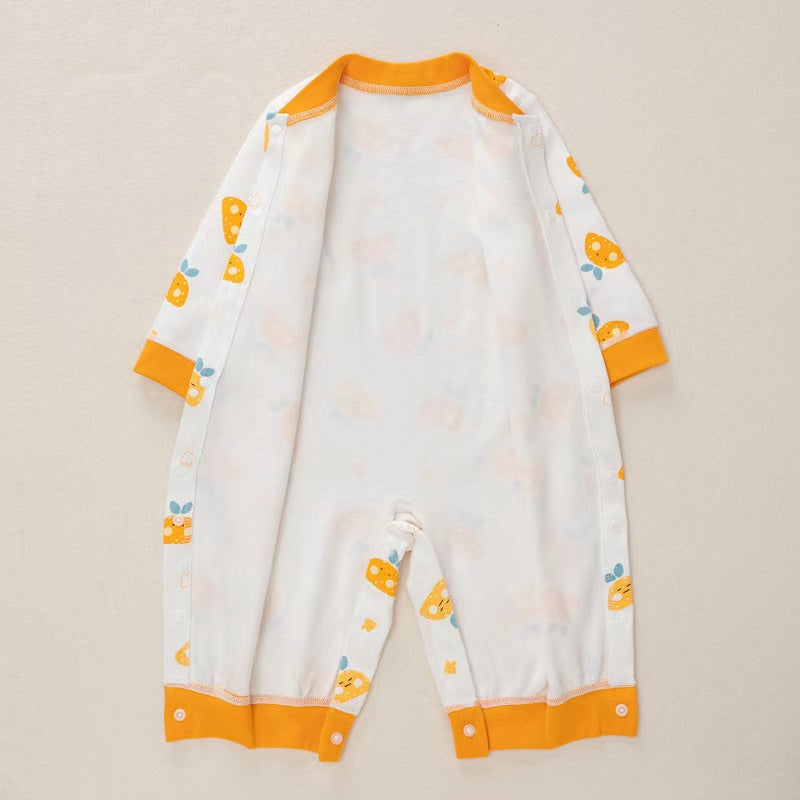 Baby Cartoon Pattern Button Front Design Long Sleeves Cotton Romper by MyKids-USA™