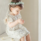 Baby Girl Flower Pattern Flying Sleeves Onesies & Clothing Sets With Headband by MyKids-USA™