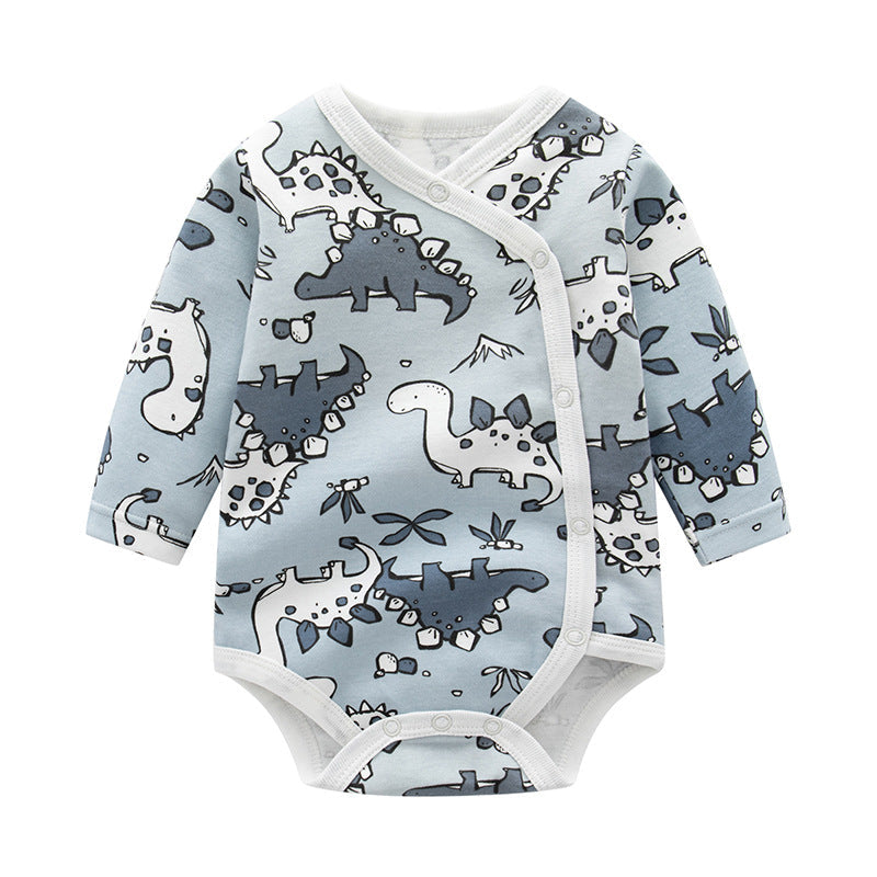 Baby Cartoon Print Pattern Side Button Design Long Sleeve Onesies by MyKids-USA™