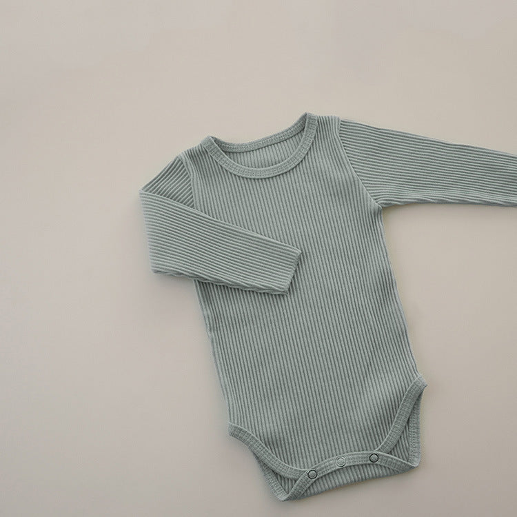 Baby Solid Color Pit Strip Fabric Long Sleeve Bodysuit by MyKids-USA™