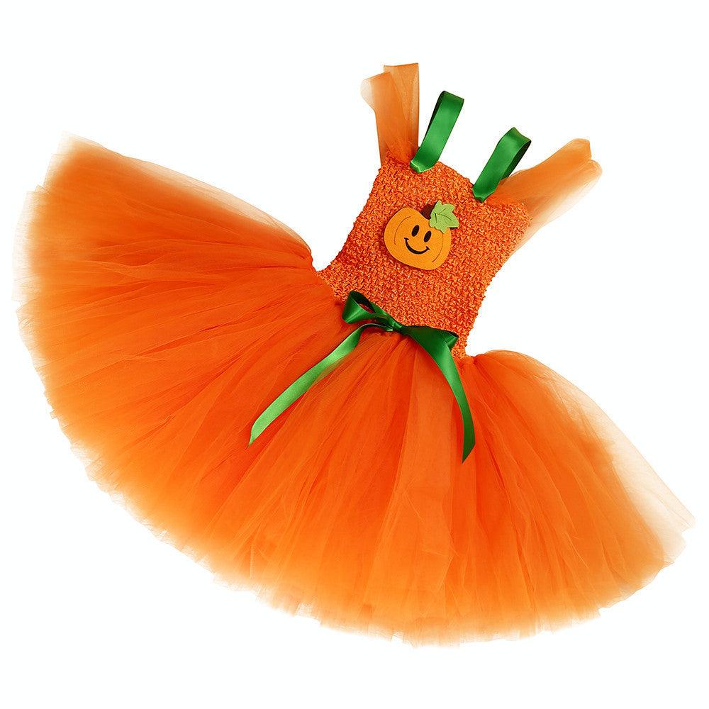 Children’s Halloween Pumpkin Tutu Dress With 3-Pieces Jewelry by MyKids-USA™ - Vysn